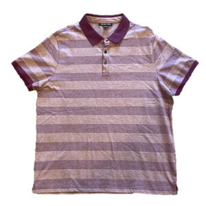 Micheal Kors Mens XL Burgundy Striped Polo Shirt
